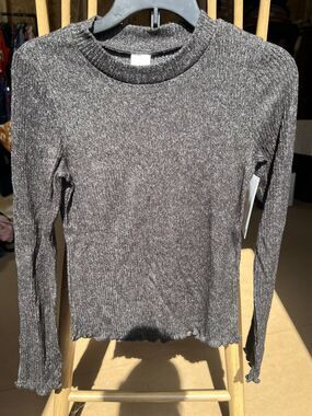 Nordstrom Girl’s Cozy Mock Neck Top in Black Heather- Large (10/12)